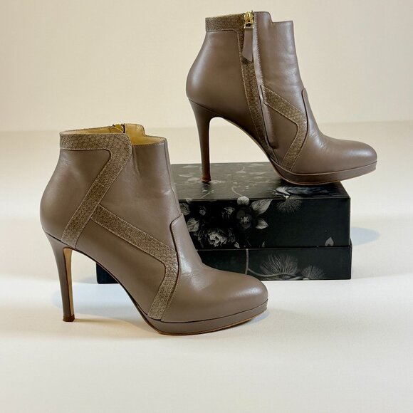 Elizee Taupe Beige Deia Side-Zip Platform Bootie - Picture 4 of 11
